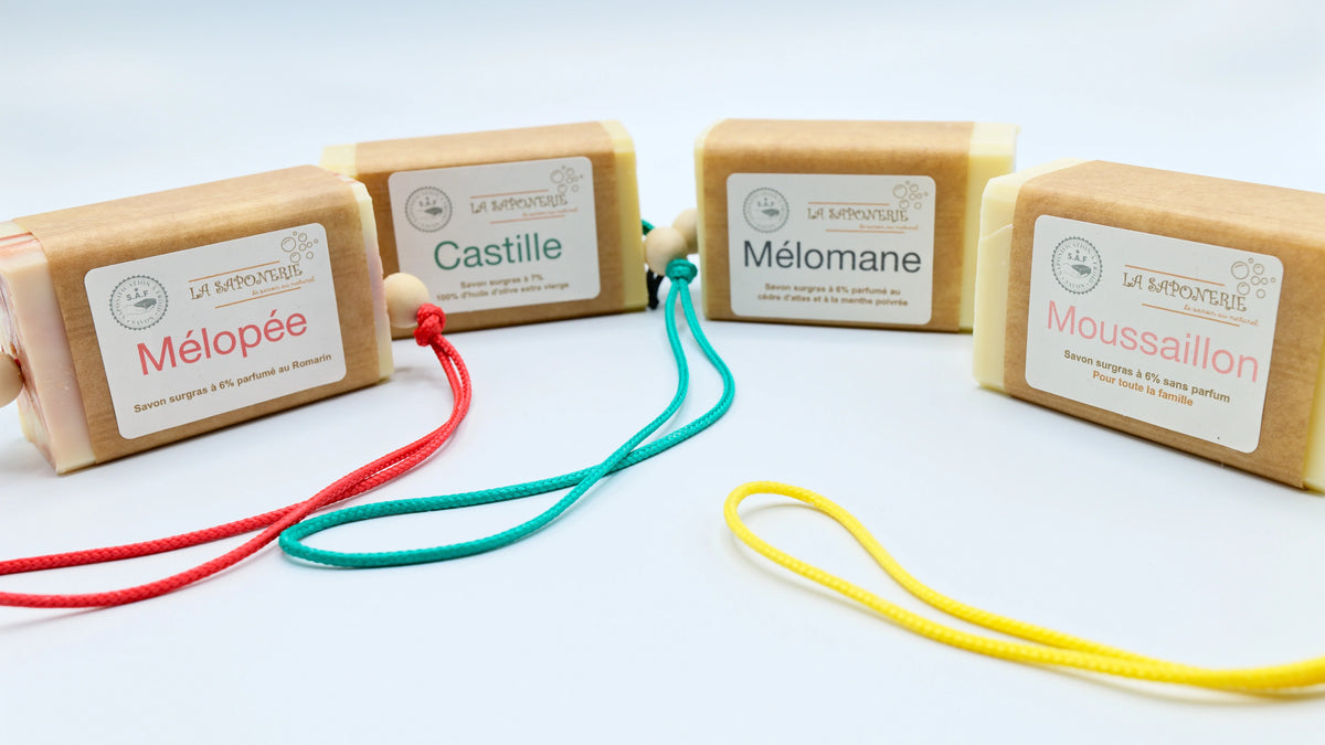 Savon artisanal Moussaillon de La Saponerie, surgras à 6%, naturel et sans parfum.